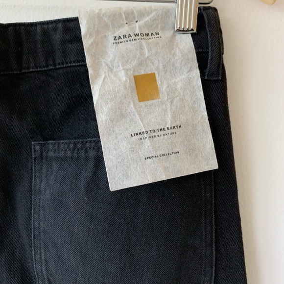 Zara Wide Leg High Rise Baggy Black Jeans - Picture 4 of 16